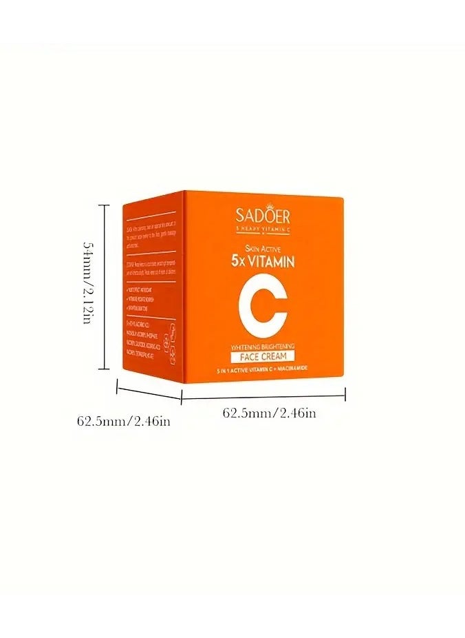 SADOER Vitamin C Face Cream - Hydrating Moisturizer for All Skin Types, Deep Nourishment with Glycerin, Hypoallergenic Formula for Firming & Elasticity Enhancement, Refreshing & Brightening Skin Care