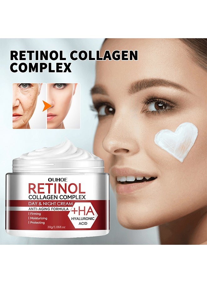 Retinol Collagen Complex, 30g Anti Aging Cream With Hyaluronic Acid And Collagen, Wrinkle Removal Skin Firming Cream, Retinol Moisturizer Cream For Skin Tightening, Dry Lines And Fine Lines