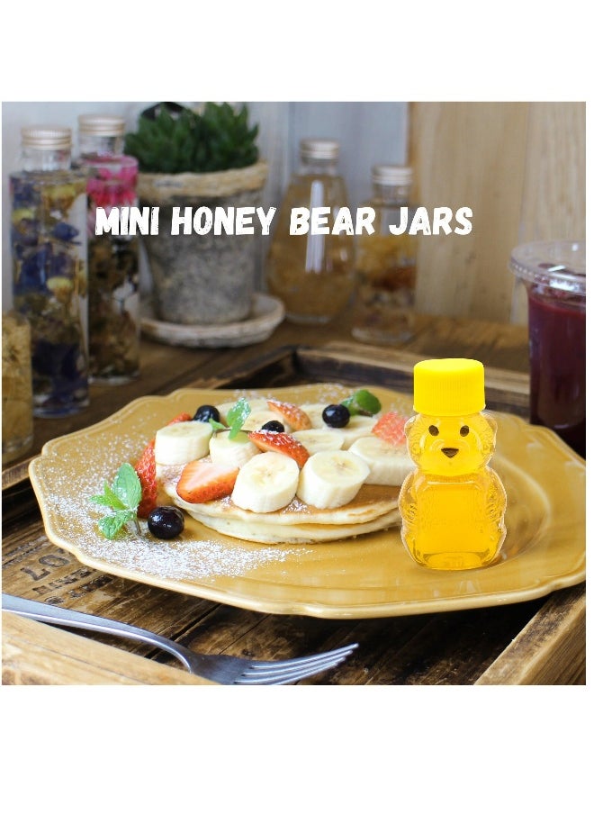 15 Pack 2 oz Honey Bear Bottle, Empty Plastic Bear Jar with Lids Reusable Mini Honey Bear Cup Dispensing Yellow Flip Top Lid Assistive Juice Jar Honey Bottles