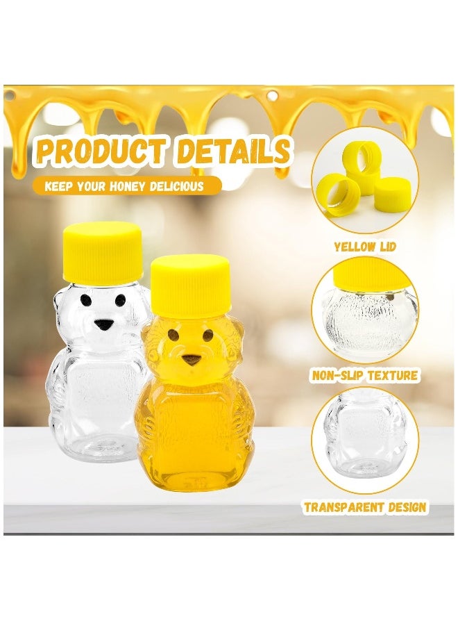 15 Pack 2 oz Honey Bear Bottle, Empty Plastic Bear Jar with Lids Reusable Mini Honey Bear Cup Dispensing Yellow Flip Top Lid Assistive Juice Jar Honey Bottles