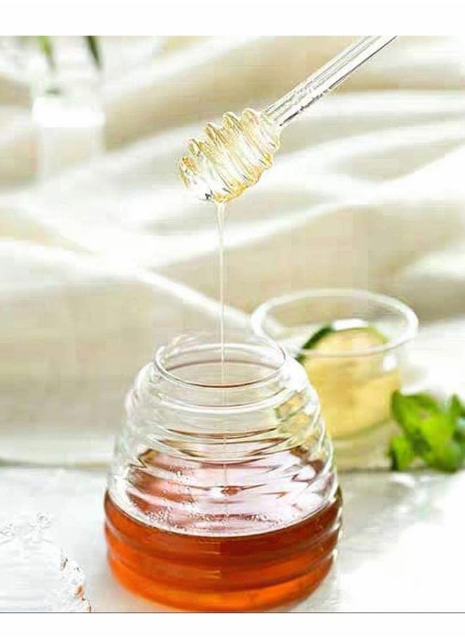 Honey Jar with Dipper and Lid, Honey Bee Pot and Lid for Storage by Paulsway, 17oz Glass Beehive Honey Pot, Honey Containers Holder for Home Kitchen, Clear