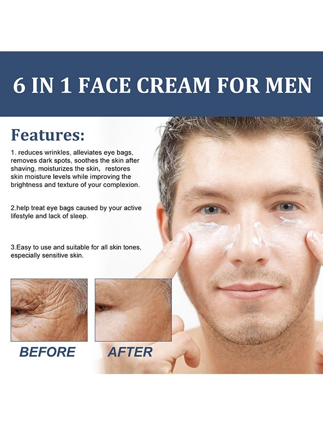 Face Cream, 6 in 1 Men's Face Moisturizer , Men's Eye Bag Treatment & Face Lotion, Men's Anti-Aging, Anti-Wrinkle & Dark Spots Men's Face Cream-50ml