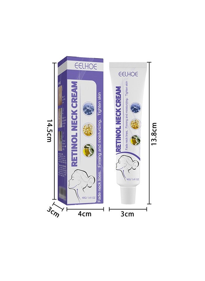 Retinol Neck Cream Fade Neck Lines, Firming and Moisturizing Brighten Skin Neck Massage, Reshape Swan Neck-40g