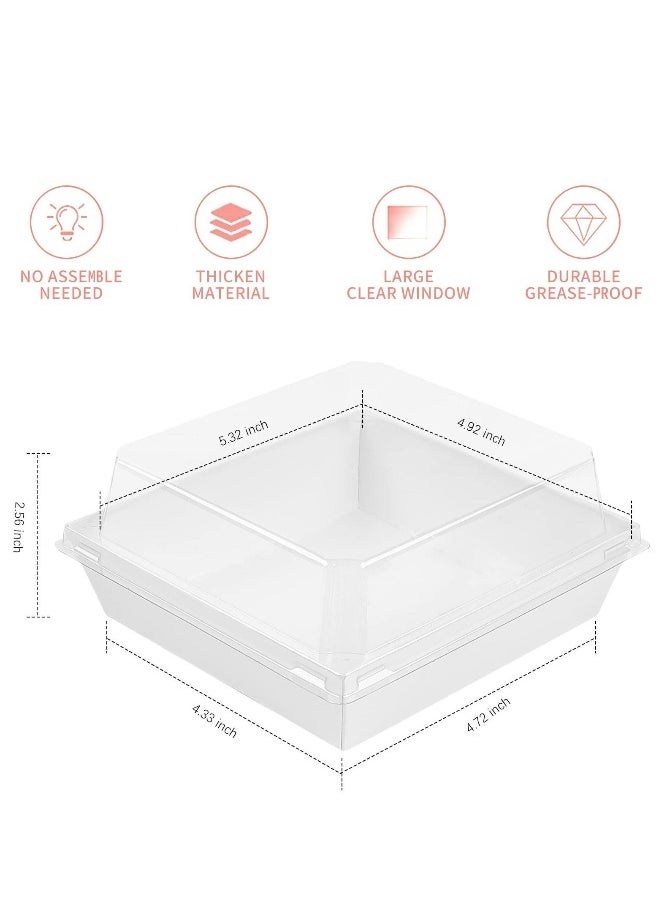 50 Pack Paper Charcuterie Boxes with Clear Secure Lids Clear Plastic Cheesecake Containers Individual Disposable Triangle Cake Boxes for Pie Slice Cheesecake Dessert