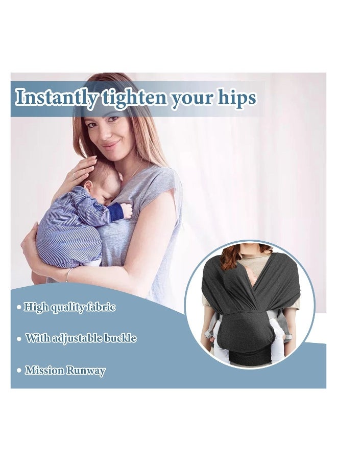 Baby Wrap Carrier Slings, Adjustable Baby Carrier Newborn to Toddler Original Stretchy Infant Sling, Perfect for Newborn Babies and Children up to 35 lbs (Dark Grey)