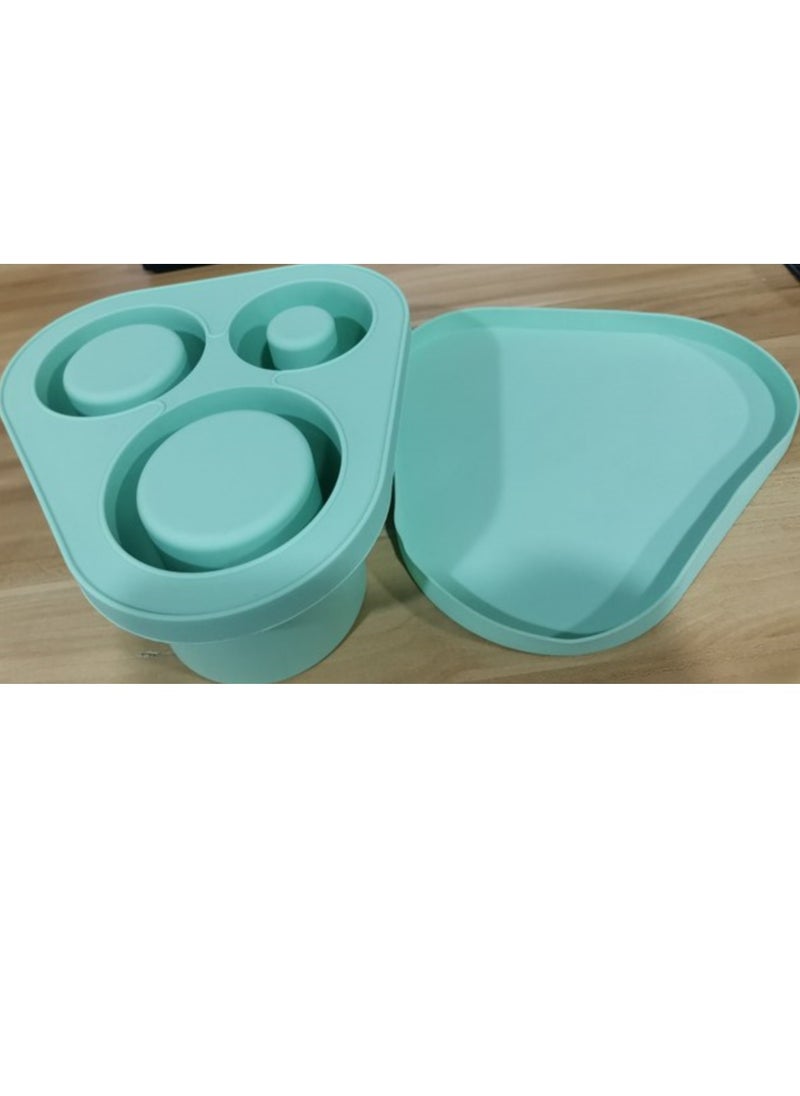 Silicone Triangular Stanley Ice Tray with Lid Green