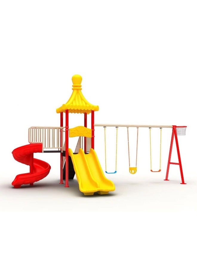 Kindergarten Children Play Set Plastic Outdoor Playground Equipment Swing With Slide For Kids