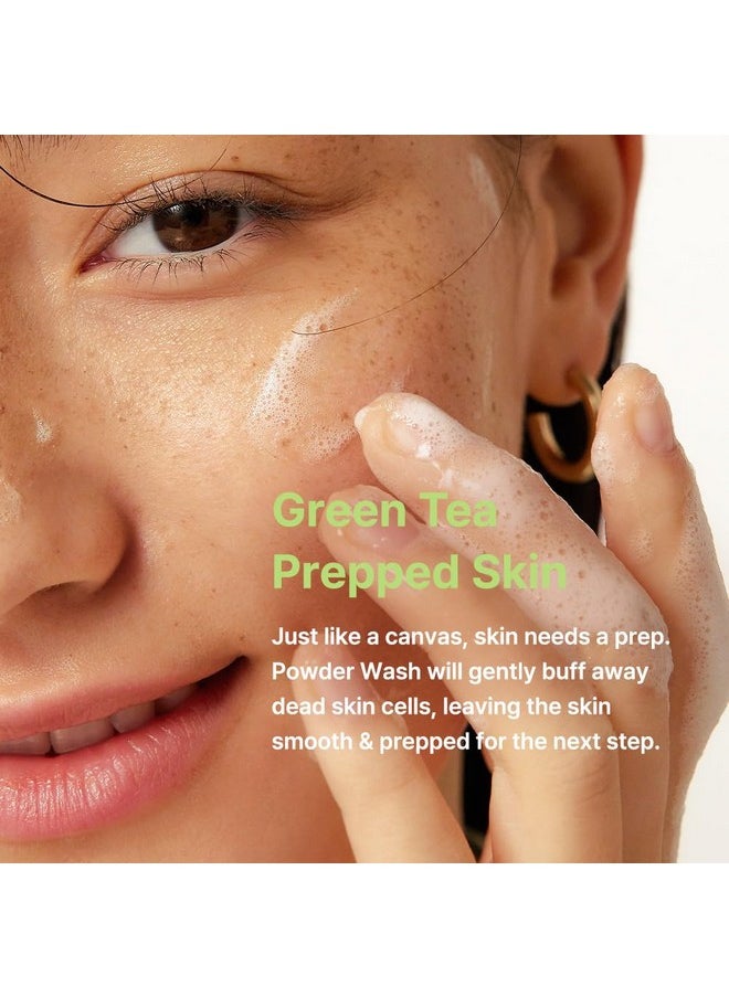 Green Tea & Enzyme Powder Wash - Hydrating & Exfoliating Face Wash | Green Tea Powder, Papain, Amino Acid Surfactants, Sodium Bicarbonate | Gentle Cleanser Deeply Cleanses Pores, 110G