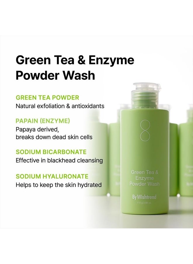 ] Green Tea & Enzyme Powder Face Wash, All-in-one, Hydrating daily facial cleanser and Gentle exfoliator for pores and blackheads (3.88 Ounce (Pack of 1))