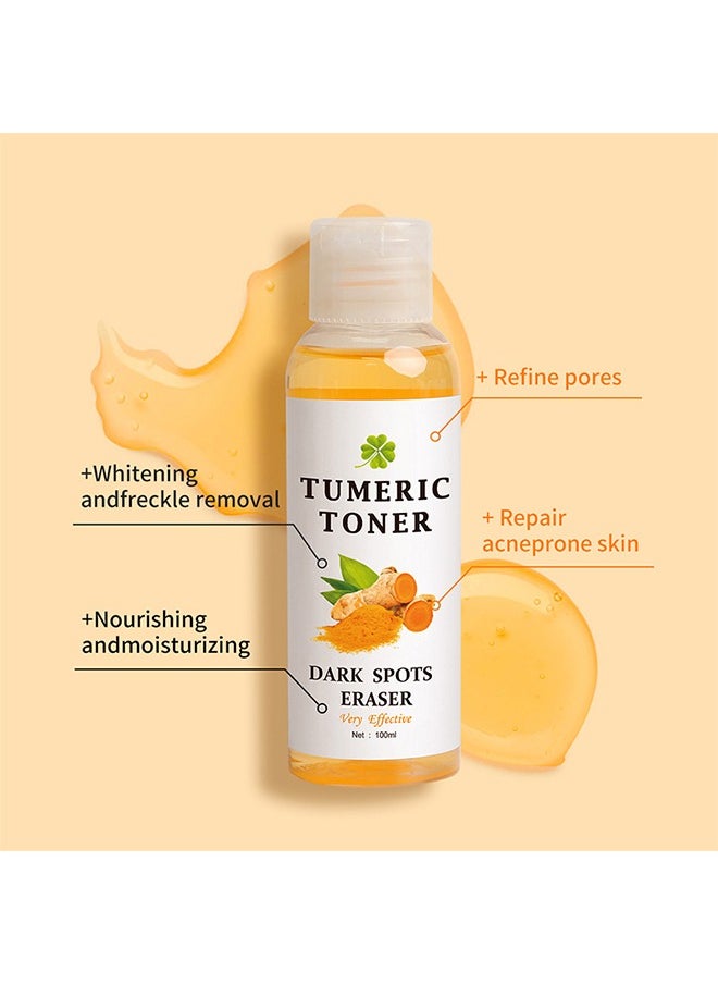 Tumeric Toner Dark Spots Eraser -  Facial Toner for Acne Prone Skin, Blemish Removing Facial Moisturizer for Women, Dry Oily Skin Hyperpigmentation Treatment 100ml