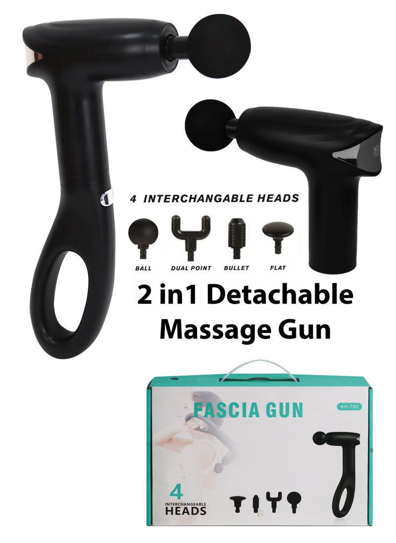 Fascia Massager Gun Massage and Relaxation Gun with 4 Interchangeable Head Handy Massage Gun Electric Hand Massager Fascia Gun for Neck Back Legs Body Portable Massage Gun for Muscle Pain Relief Massage Gun Percussion Massager Deep Tissue Muscle Vibrating Relaxing with 4 heads