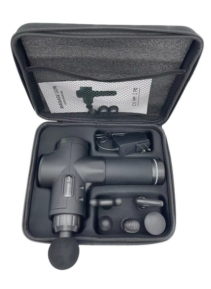 Deep Tissue Percussion Massage Gun – 30 Speeds, 6 Heads, LCD Screen, 10-Min Auto-Off Protection, with Carry Case – For Pain Relief & Muscle Recovery