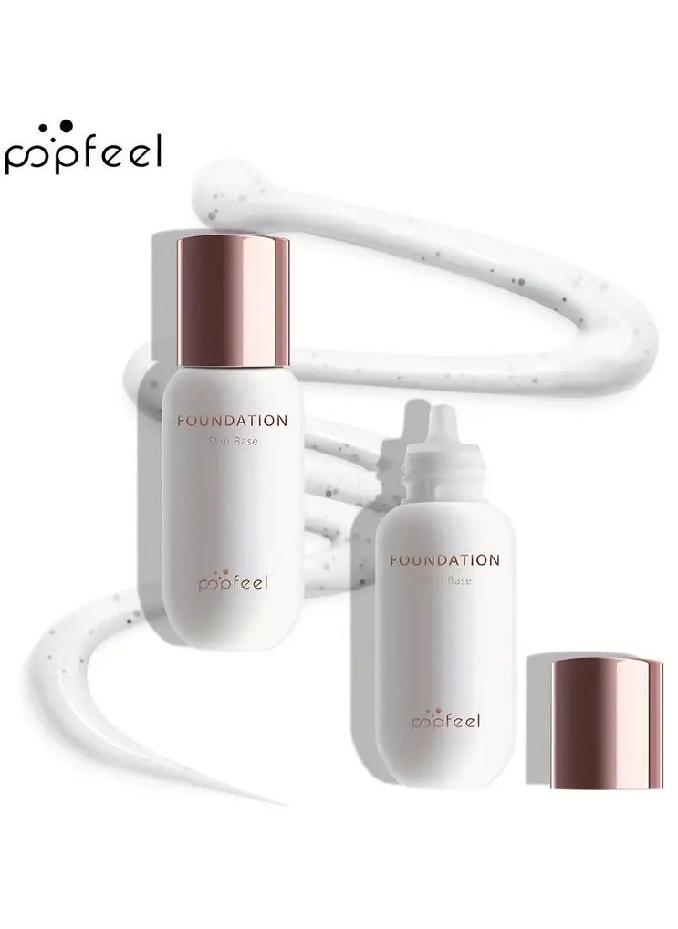 POPFEEL Flawless Finish Foundation - Lightweight, Long-Lasting Concealer for All Skin Tones, Natural Look, Non-Fading Liquid Foundation in Light Brown Shade, Creamy Texture, Full Coverage & Oil Control