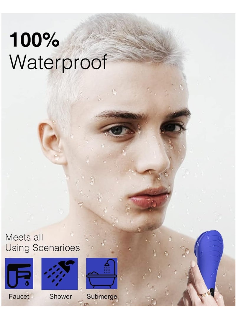 NågraCoola CLIE Facial Cleansing Brush, Waterproof and Rechargeable Face Scrub Brush for Men & Women, Cleansing, Exfoliating and Massaging, Electric Face Scrubber - Blue