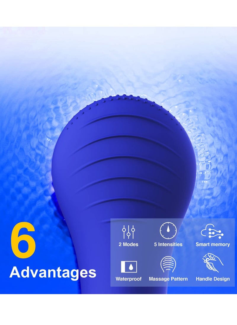 NågraCoola CLIE Facial Cleansing Brush, Waterproof and Rechargeable Face Scrub Brush for Men & Women, Cleansing, Exfoliating and Massaging, Electric Face Scrubber - Blue