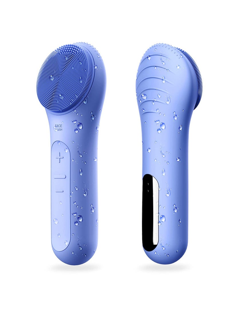 NågraCoola CLIE Facial Cleansing Brush, Waterproof and Rechargeable Face Scrub Brush for Men & Women, Cleansing, Exfoliating and Massaging, Electric Face Scrubber - Blue