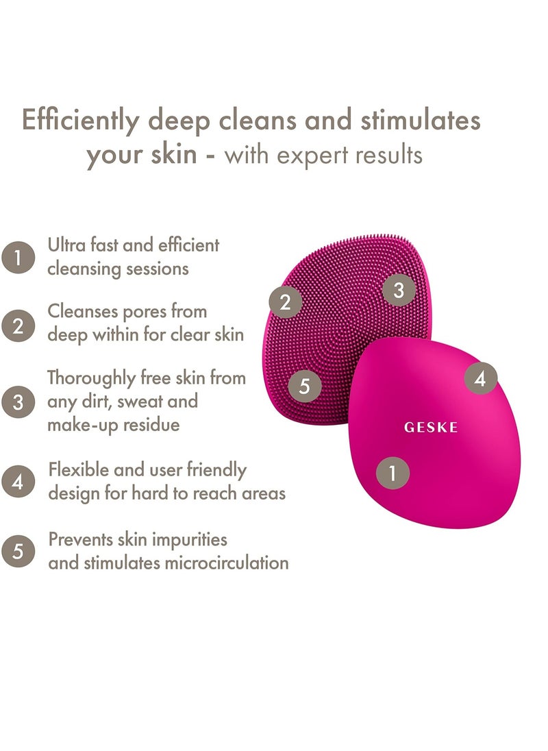 GESKE SmartAppGuided™ Facial Brush | 4 in 1 | Professional Facial Cleansing Brush | Skin Cleansing Silicone Facial Brush | Routine Skincare | Gentle Cleansing | Facial Cleanser