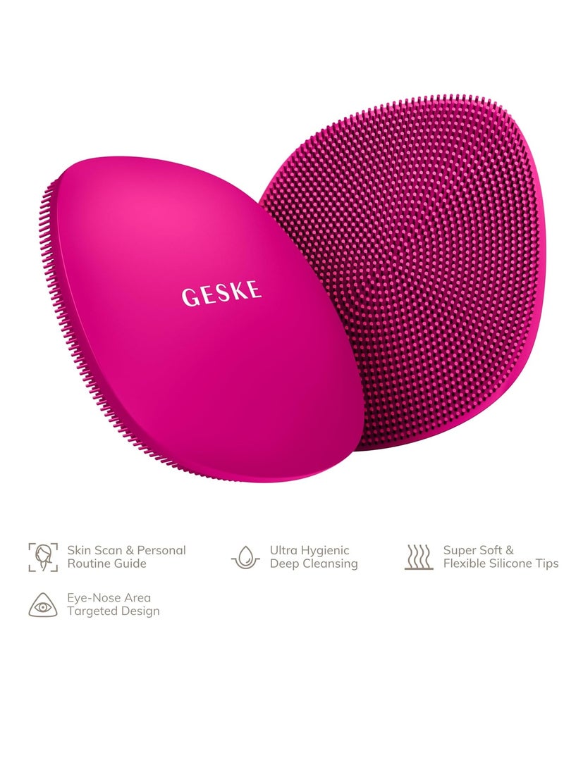 GESKE SmartAppGuided™ Facial Brush | 4 in 1 | Professional Facial Cleansing Brush | Skin Cleansing Silicone Facial Brush | Routine Skincare | Gentle Cleansing | Facial Cleanser