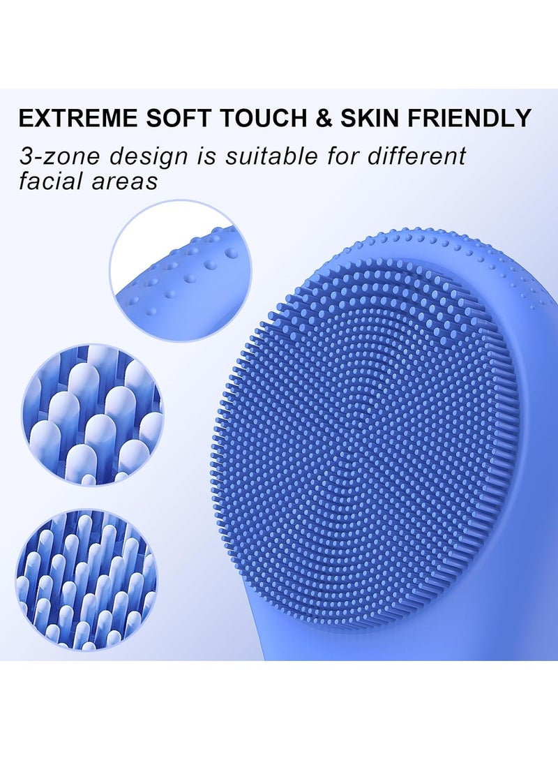 Silicone Face Scrubber Electric Facial Gentle Cleaning Brush, Waterproof Rechargeable Deep Cleaning Brush Cleanser Massager with LCD Screen Men & Women Gifts