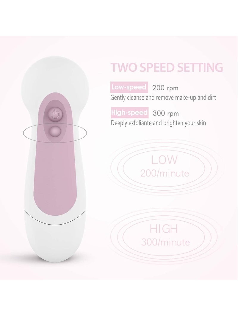 Waterproof Facial Cleansing Spin Brush Set with 5 Exfoliating Brush Heads - Electric Face Scrubber Cleanser Brush by CLSEVXY - Face Brush for Gentle Exfoliation and Deep Scrubbing