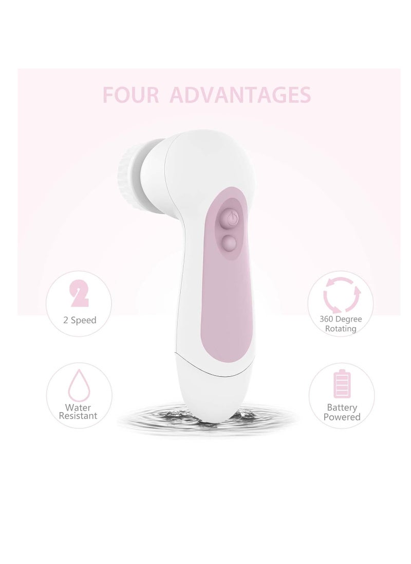 Waterproof Facial Cleansing Spin Brush Set with 5 Exfoliating Brush Heads - Electric Face Scrubber Cleanser Brush by CLSEVXY - Face Brush for Gentle Exfoliation and Deep Scrubbing
