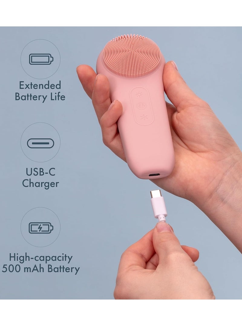 Facial Cleansing Brush, Rechargeable Electric Silicone Face Scrubber Exfoliator, Waterproof Silicone Face Brush Cleanser w/Fast USB-C Charger, Massaging & Face Exfoliator Scrubber for Men & Women