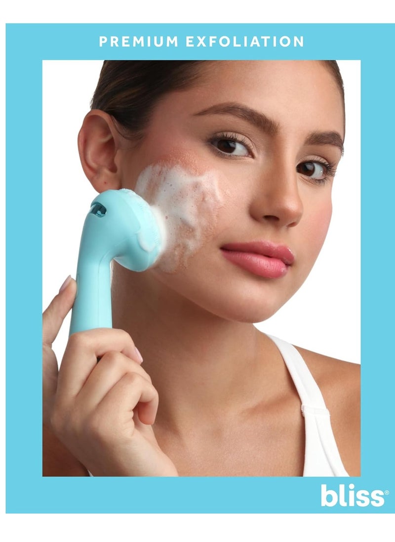 Bliss Facial Cleansing Brush - Electric Silicone Face Scrubber - Facial Massaging and Rejuvenating Skin Scrubber with 4 Modes, Size, Light Blue