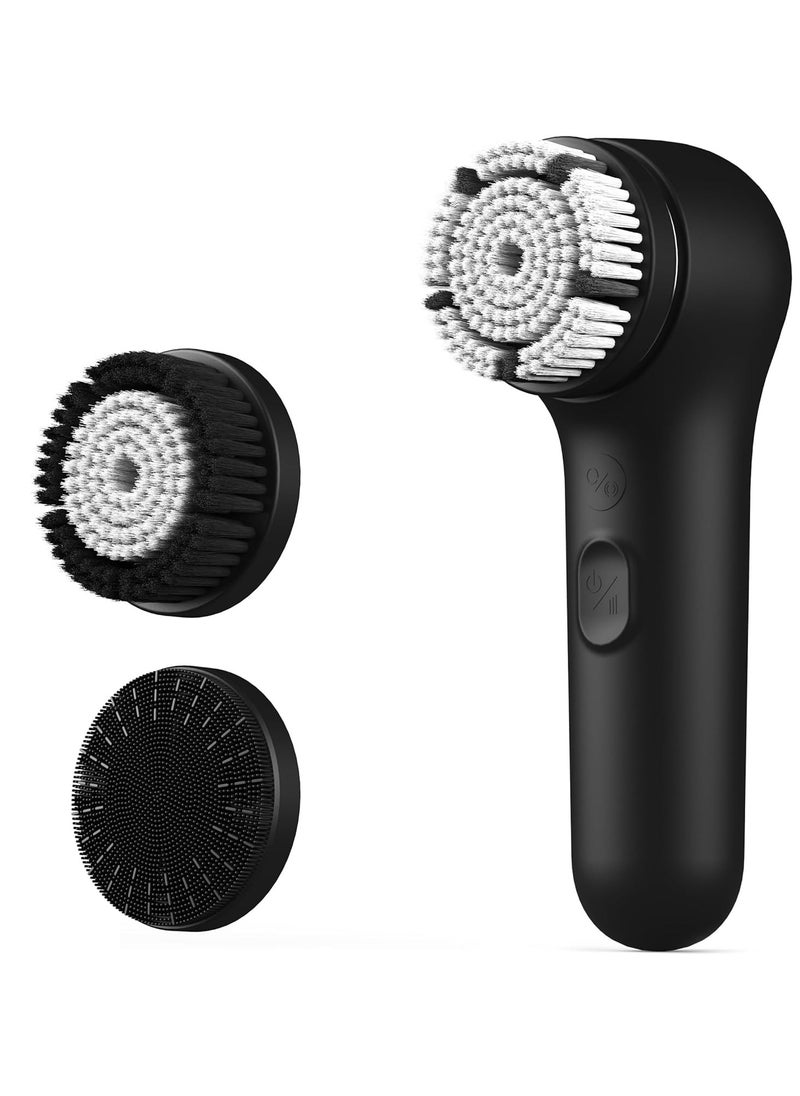 Face Scrubber, NågraCoola 3.0 Facial Cleansing Brush, Waterproof & Rechargeable Face Scrub Brush for Men&Women, Electric Facial Exfoliator with 3 Brushes, 3 Intensities, 2 Action Modes - Black