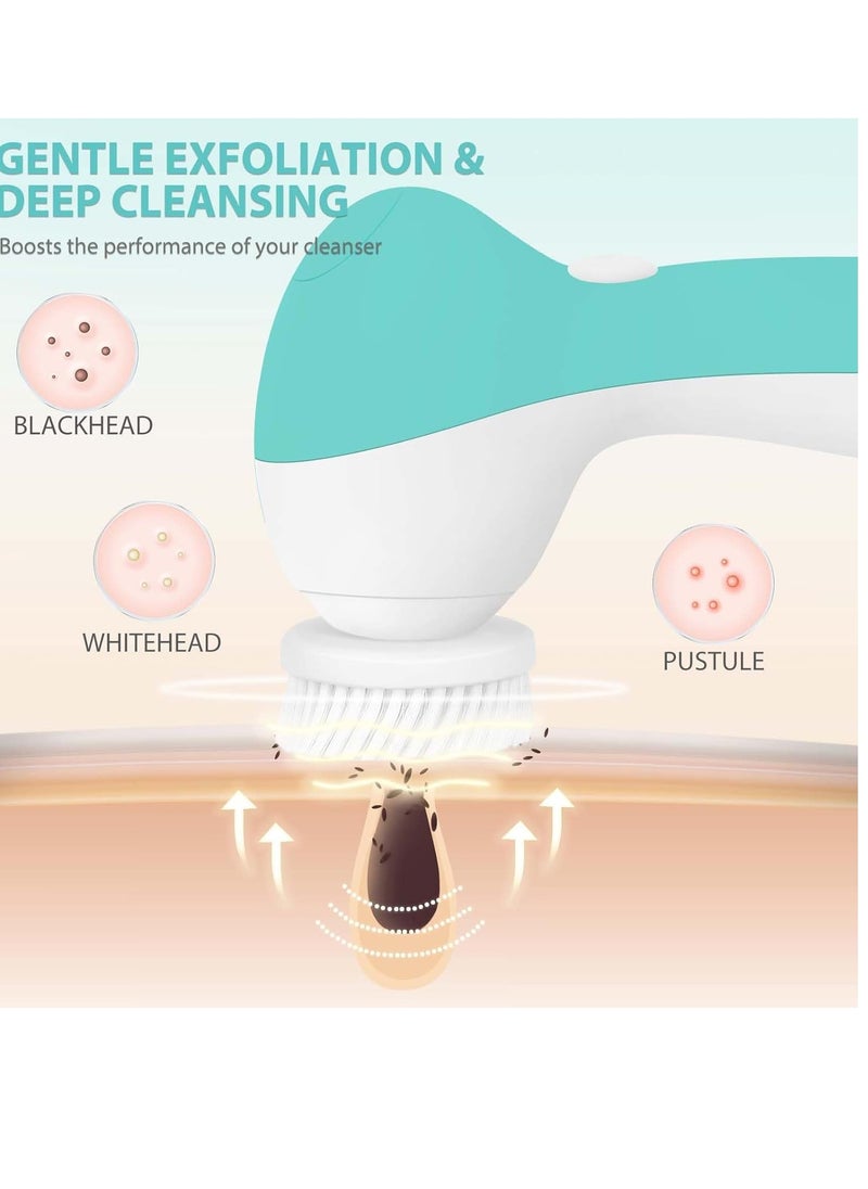 Rechargeable Facial Cleansing Spin Brush Set with 4 Exfoliating Brush Heads - Complete Face Spa System by CLSEVXY - Waterproof Face Scrubber for Gentle Exfoliation and Deep Scrubbing