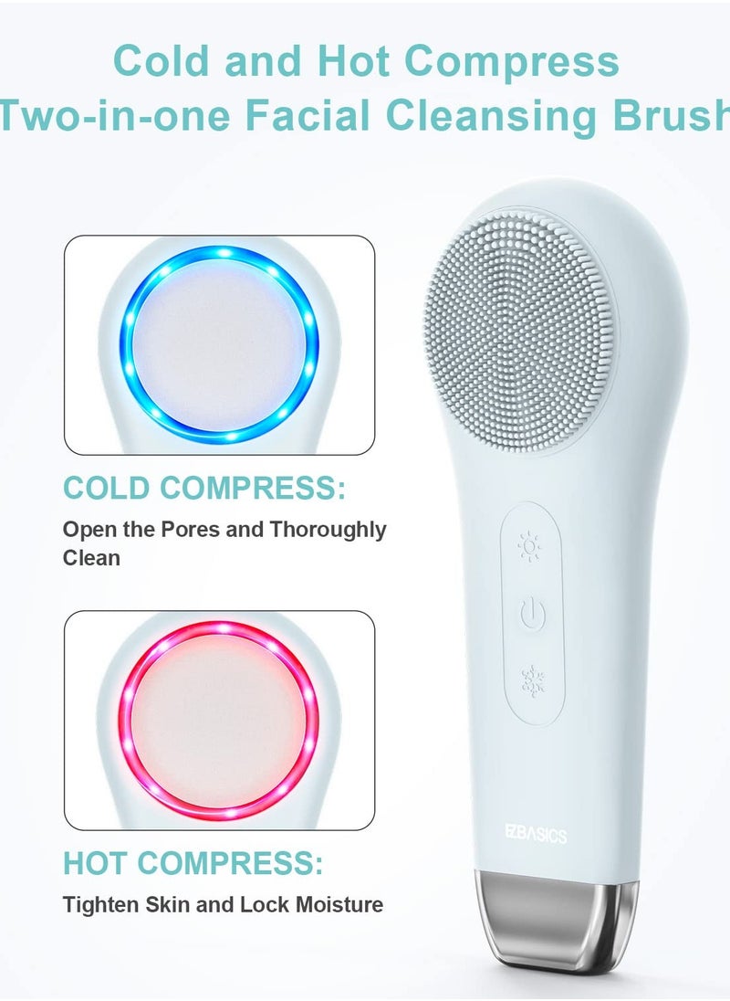 EZBASICS Facial Cleansing Brush face Scrubber Waterproof Face Scrub Brush for Men & Women Rechargeable Face Brushes for Facial Electric Silicone Face Scrubber Cleanser Brush 1 Pack+3 Modes Light Grey