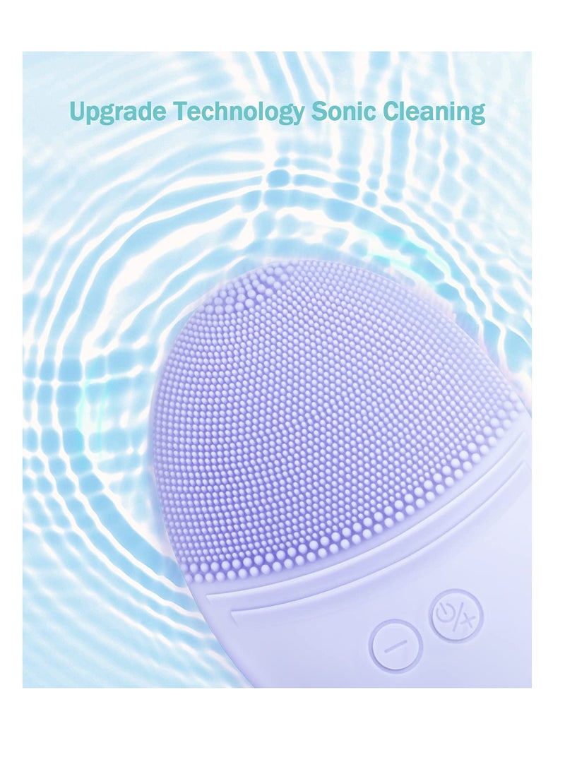 EZBASICS Facial Cleansing Brush Made with Ultra Hygienic Soft Silicone, Waterproof Sonic Vibrating Face Brush for Deep Cleansing, Gentle Massaging, Inductive Charging (Violet)1 Pack+5 Speed Settings