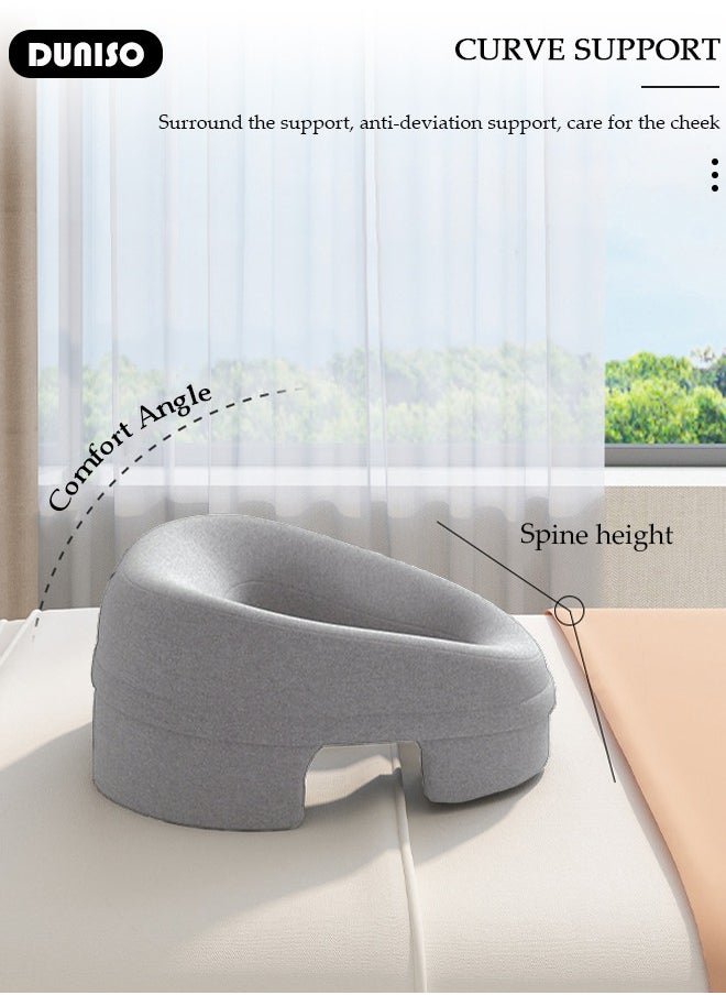 Massage Face Pillow, Ergonomic Memory Office Nap Pillow, High Rebound Face Down Pillow for Sleeping, Face Rest Neck Head Cushion for Spa Salon Travel