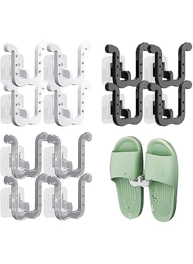 Wall Shoe Rack 12Pcs Shoes Rack Slippers Holder Multifunctional Slippers Organizer Self Adhesive Shoe Rack Wall Hanger for Door Closet Bathroom Kitchen