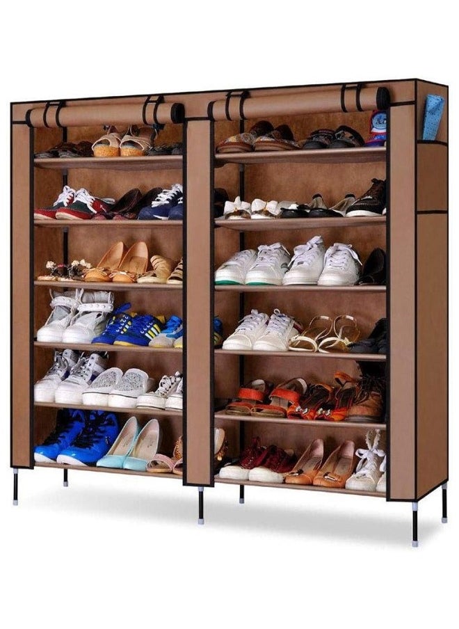 12-Shelves Multipurpose Adjustable Collapsible Shoe Rack 120x118x30cm