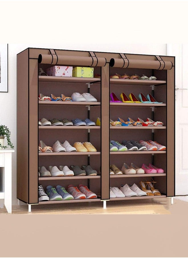 12-Shelves Multipurpose Adjustable Collapsible Shoe Rack 120x118x30cm