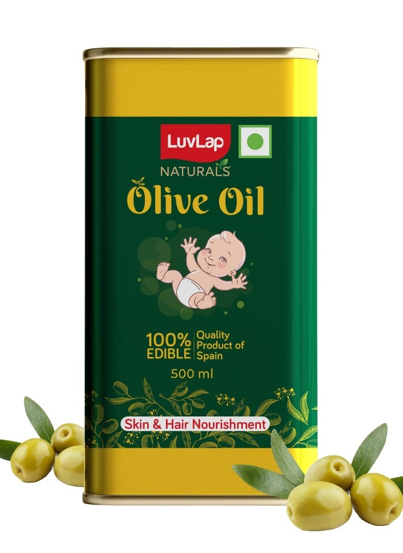 LuvLap Naturals Baby Body Massage Olive Oil, 500 ML, Spanish Premium Olive Oil, Enhances Bone & Muscle Strength