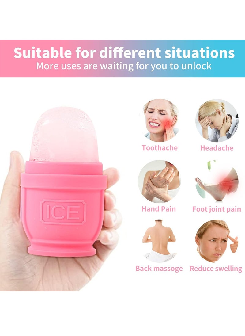 2 Packs Face and Body Ice Roller, Silicone Ice Cube for Puffiness, Pain Relief, Cold Therapy Ice Cup Molds Massage Tool