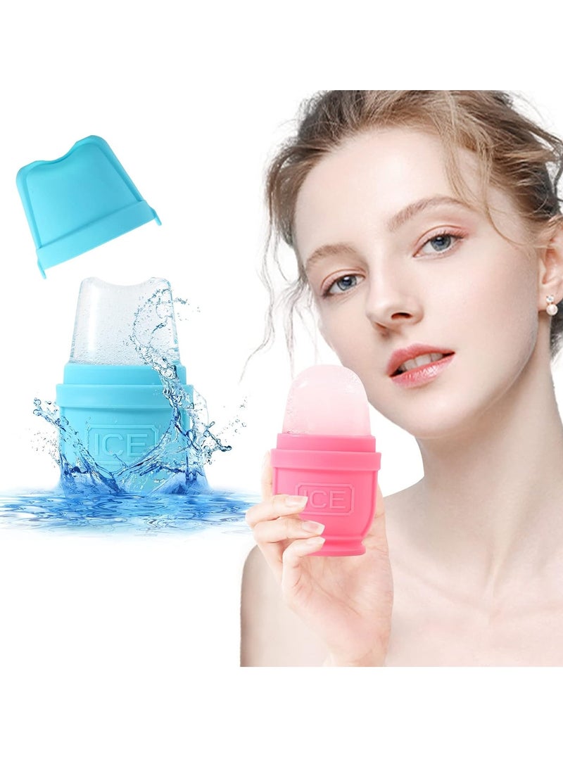 2 Packs Face and Body Ice Roller, Silicone Ice Cube for Puffiness, Pain Relief, Cold Therapy Ice Cup Molds Massage Tool