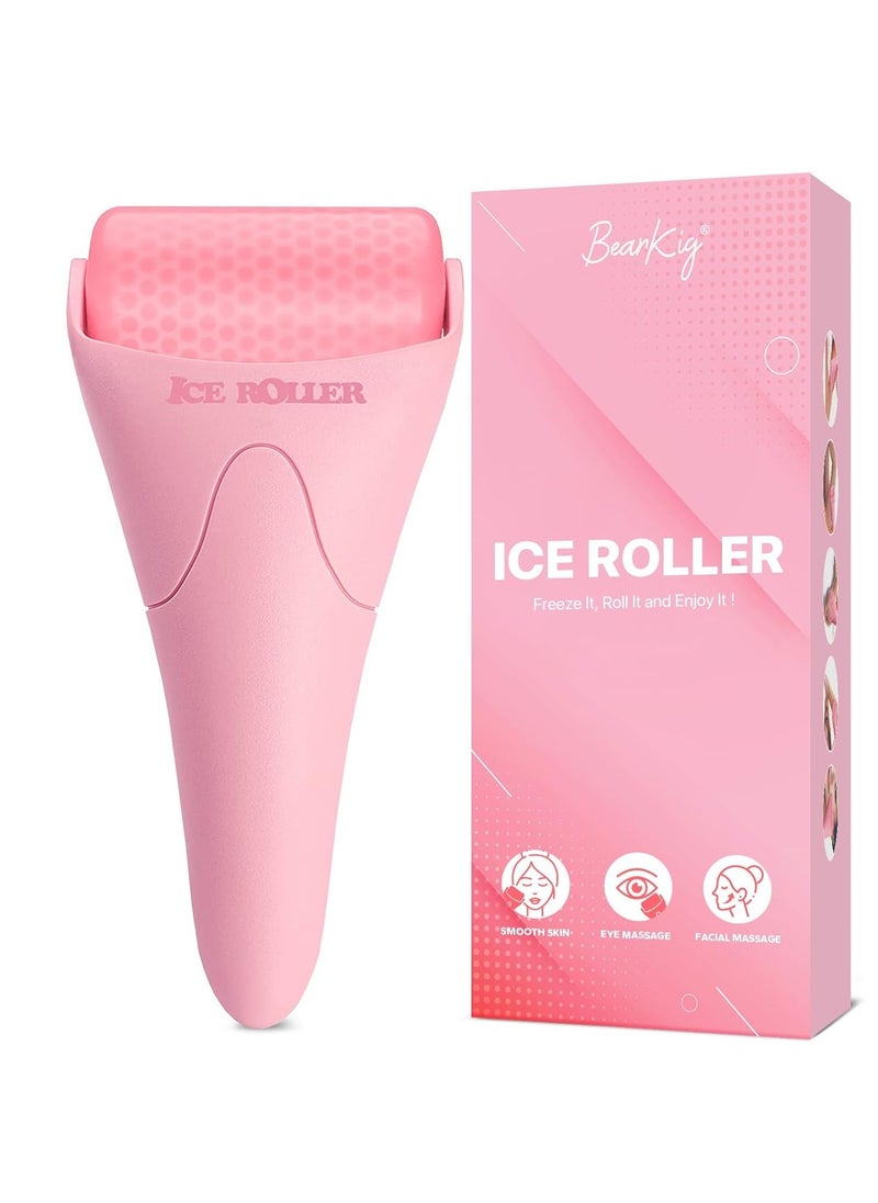 BearKig Ice Roller, Ice Roller for Face, Ice Face Roller, Cold Facial Ice Roller Massager for Eye Puffiness, Women's Gifts, Migraine, TMJ Pain Relief & Minor Injuries, Skin Care Products (Pink)