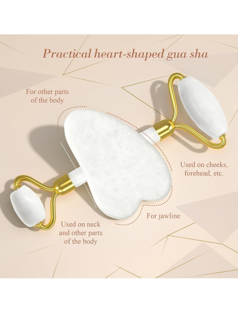 Gua Sha Facial Massage Tool & Jade Roller Set, Facial Massager for Face, Neck, Back, Arms, Legs, Eye,SPA Gifts for Women Gua Sha Facial Massager Reduce Puffiness and Improve Wrinkles