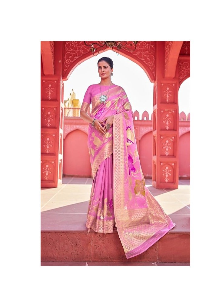 Womens kanjivaram Banarasi Silk Saree Patola saree with Unstitched blouse piece