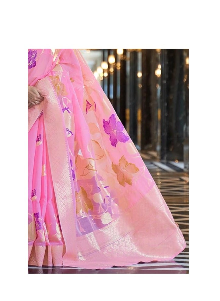 Womens kanjivaram Banarasi Silk Saree Patola saree with Unstitched blouse piece