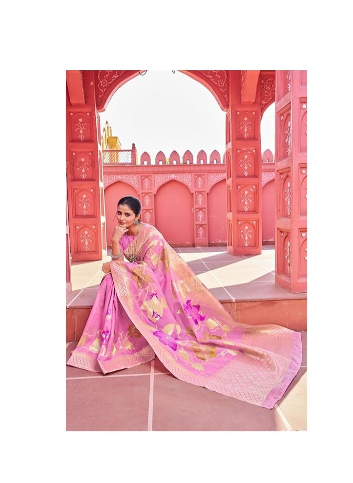 Womens kanjivaram Banarasi Silk Saree Patola saree with Unstitched blouse piece