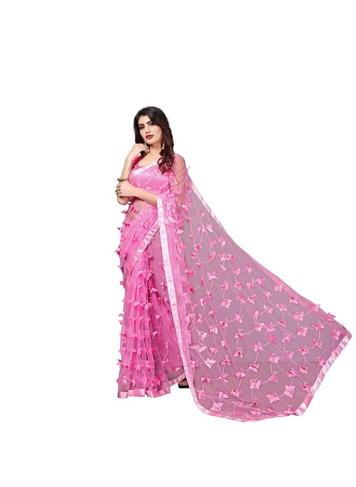 Women's Net Embroidered Saree Titli Saree