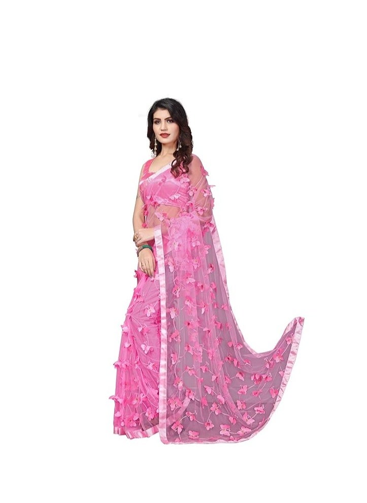 Women's Net Embroidered Saree Titli Saree