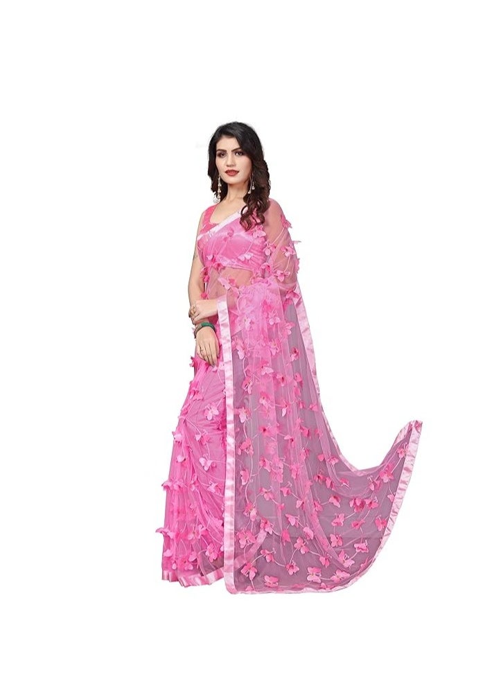 Women's Net Embroidered Saree Titli Saree