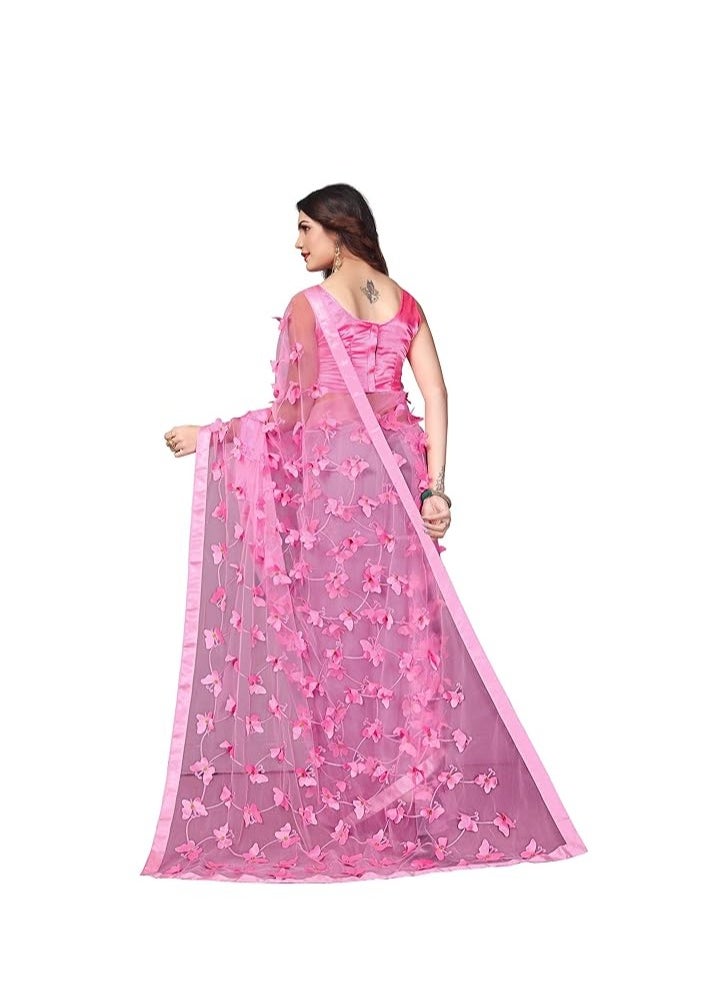 Women's Net Embroidered Saree Titli Saree