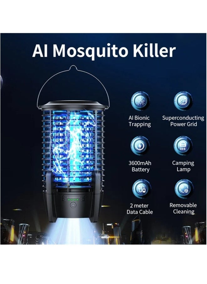 Camping Electric Mosquito Killer with Light, Waterproof Insect Fly Bug Zapper Lamp, Detachable for Easy Cleaning, Ideal for Home, Patio, Kitchen, Backyard, Outdoor Use