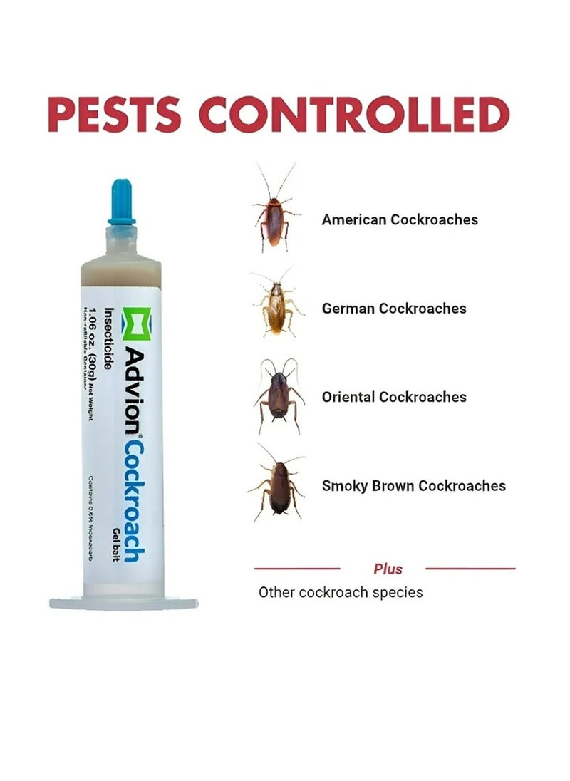 100% Original Cockroach Gel Bait, 30g Games, with plunger and tip Indoor Infestation, Roach Bait Effective Roach Killer, Child and Pet Safe Easy-toUse Household Dormitory Kitchen Cleaning SBC