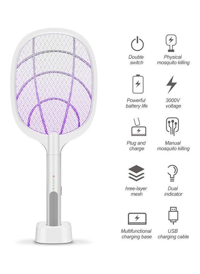 USB Rechargeable Electric Swatter White